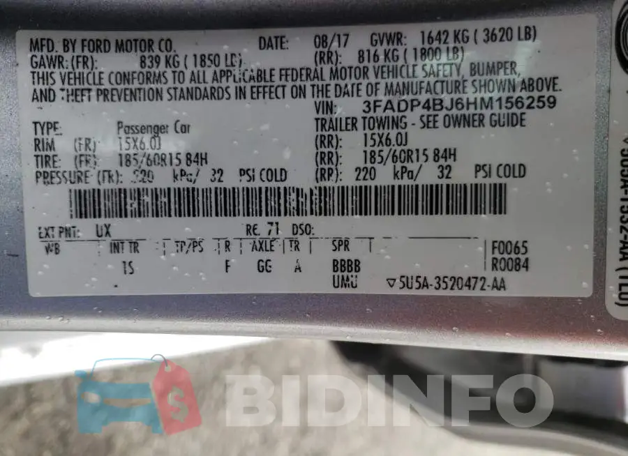 3FADP4BJ6HM156259 Photo# 12