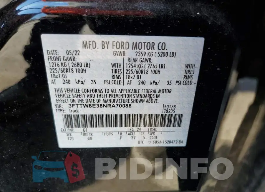 3FTTW8E38NRA70088 Photo# 13