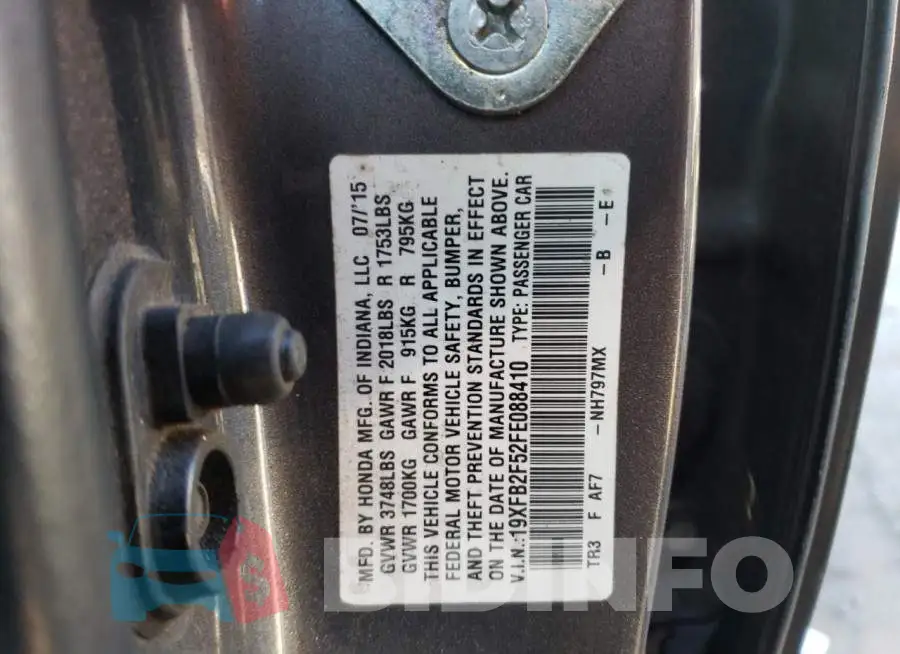 19XFB2F52FE088410 Photo# 13