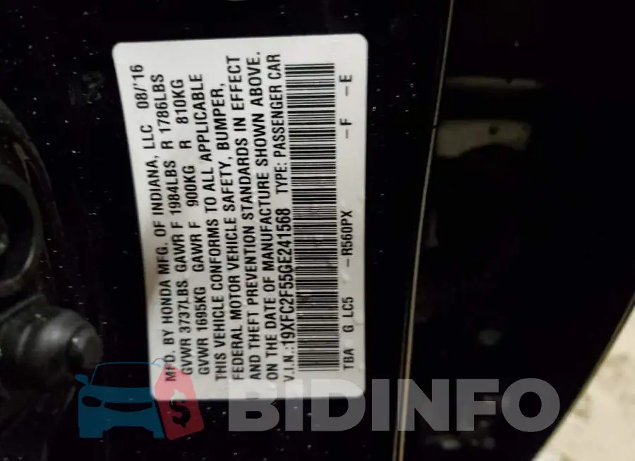 19XFC2F55GE241568 Photo# 12