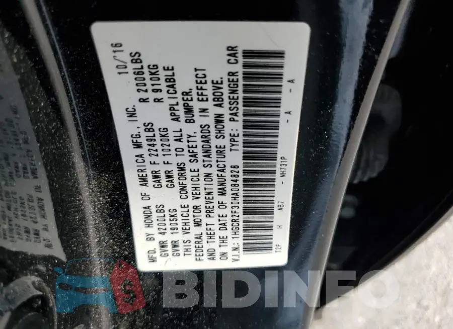 1HGCR2F30HA084828 Photo# 12