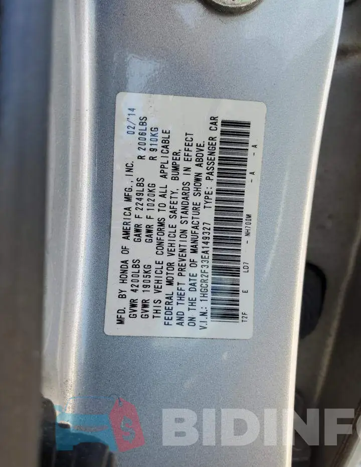 1HGCR2F33EA149327 Photo# 12