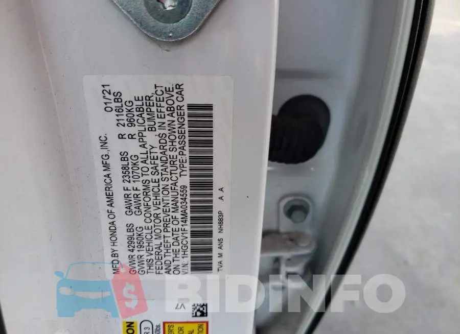 1HGCV1F14MA034559 Photo# 12