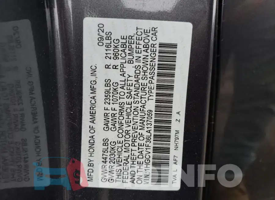 1HGCV1F36LA137059 Photo# 12