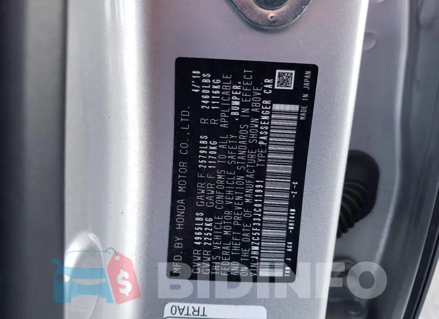 JHMZC5F33JC011991 Photo# 12