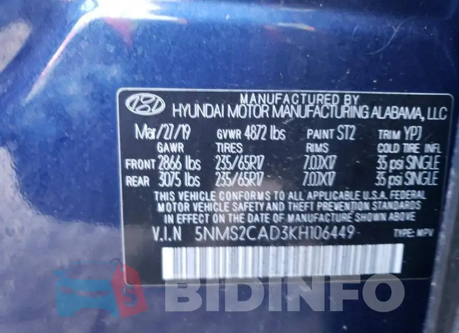 5NMS2CAD3KH106449 Photo# 12
