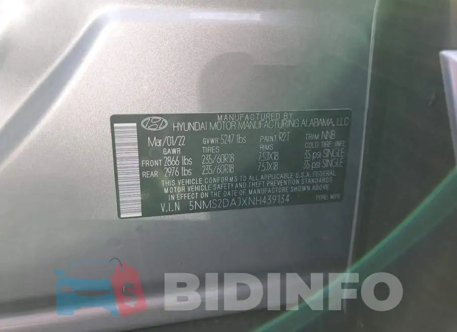 5NMS2DAJXNH439134 Photo# 12