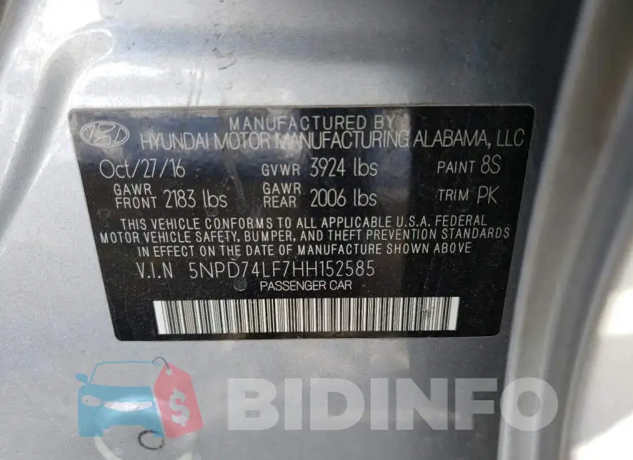 5NPD74LF7HH152585 Photo# 12