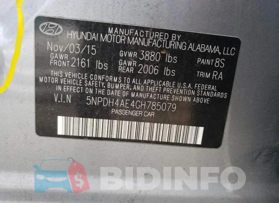 5NPDH4AE4GH785079 Photo# 13