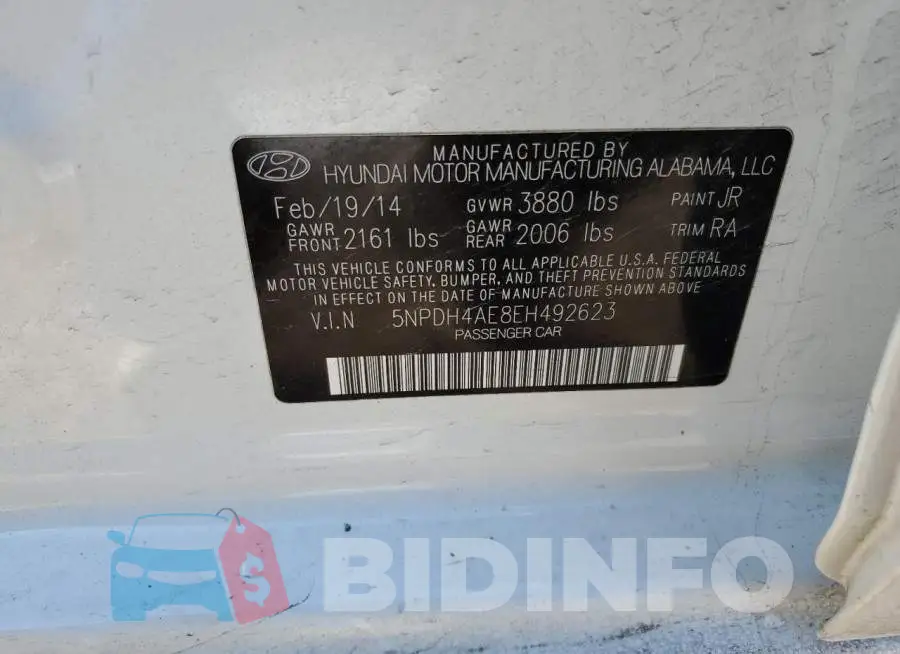 5NPDH4AE8EH492623 Photo# 12