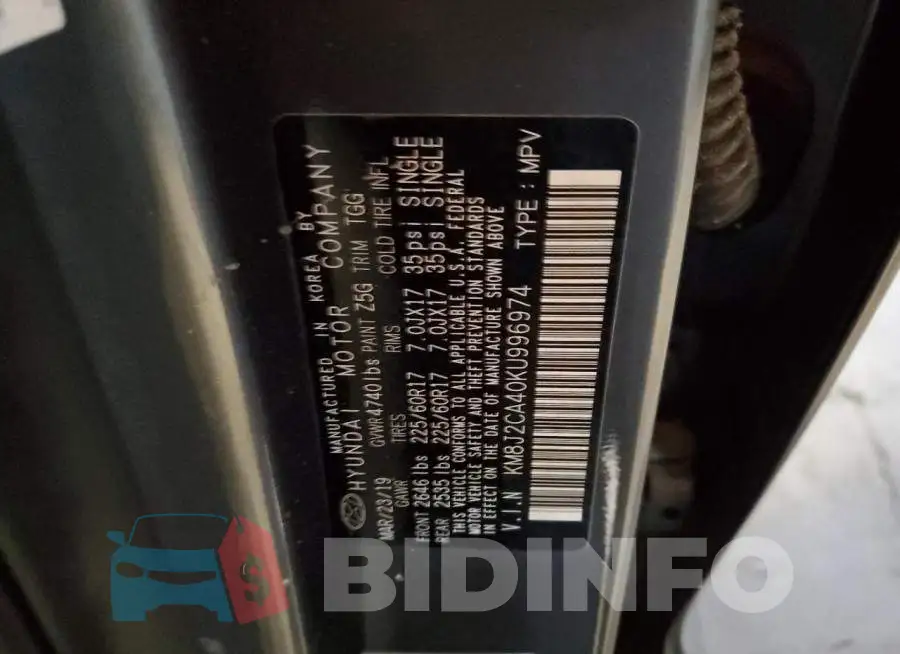 KM8J2CA40KU996974 Photo# 12
