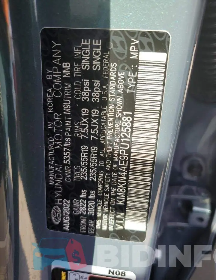 KM8KN4AE9PU125881 Photo# 13