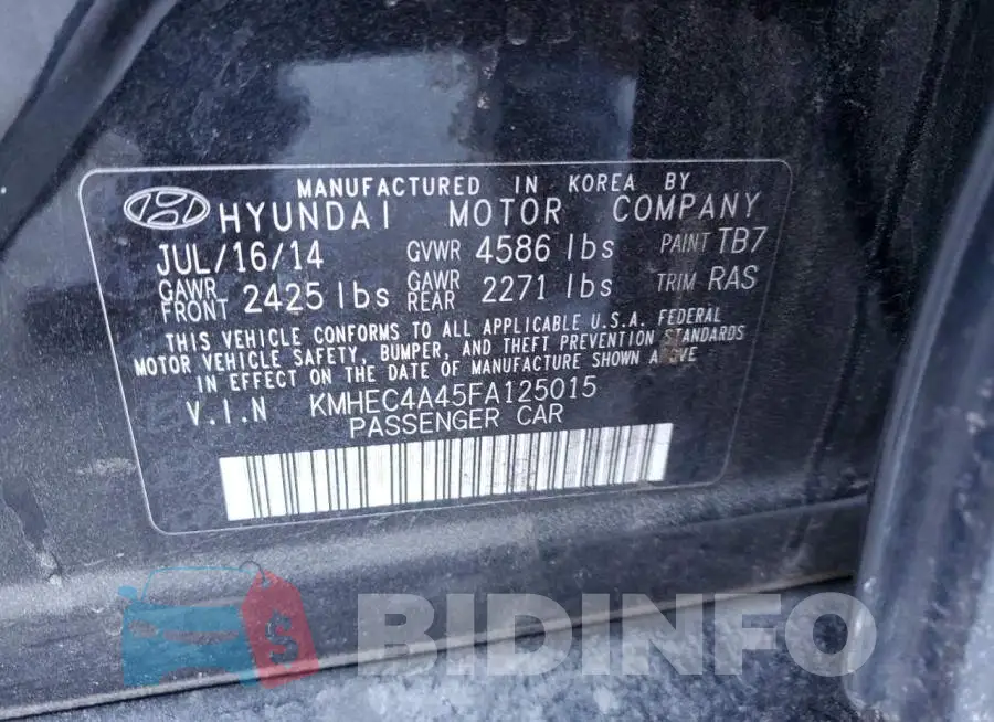 KMHEC4A45FA125015 Photo# 12