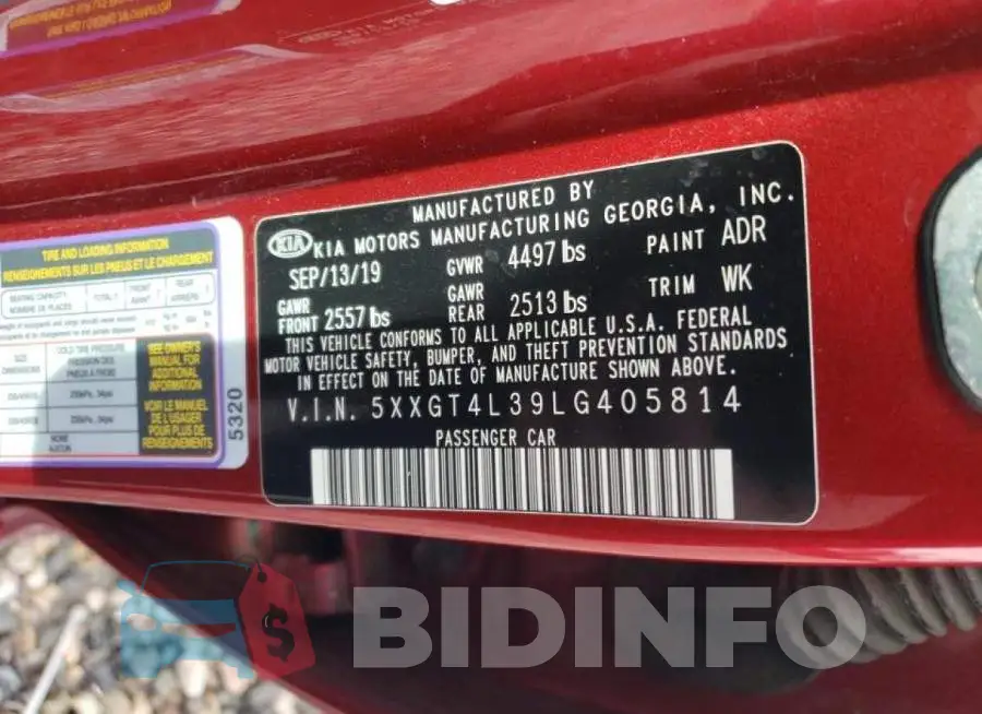 5XXGT4L39LG405814 Photo# 12
