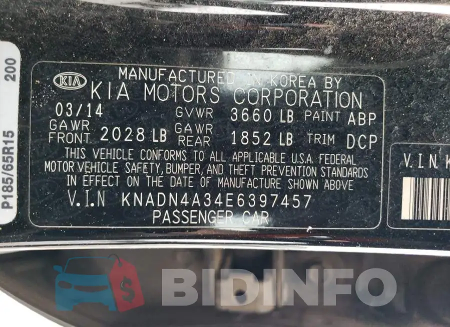 KNADN4A34E6397457 Photo# 12
