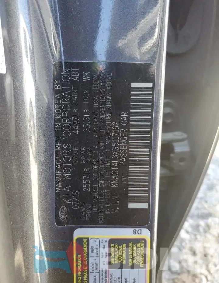 KNAGT4L3XG5117162 Photo# 12