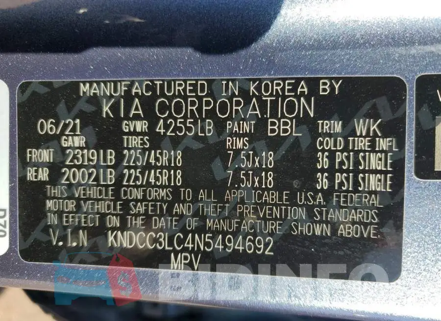 KNDCC3LC4N5494692 Photo# 12