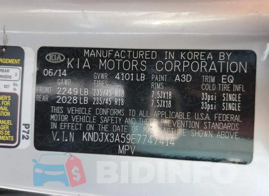 KNDJX3A59E7747414 Photo# 13