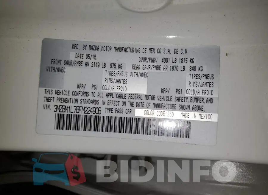 3MZBM1L76FM224906 Photo# 12
