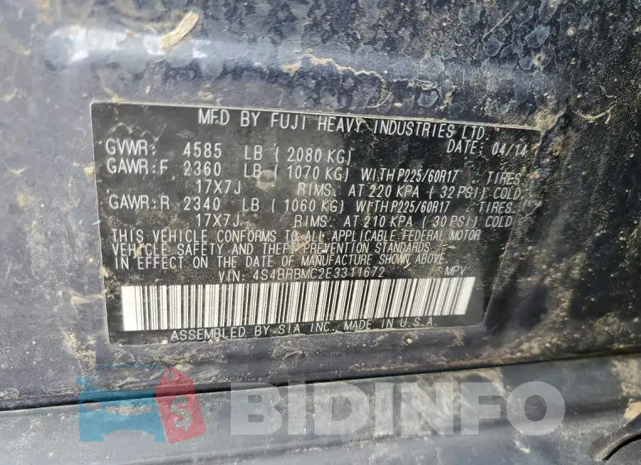 4S4BRBMC2E3311672 Photo# 12