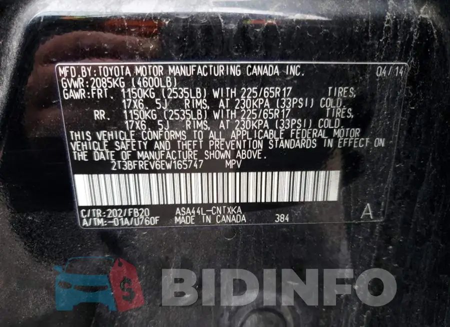 2T3BFREV6EW165747 Photo# 12