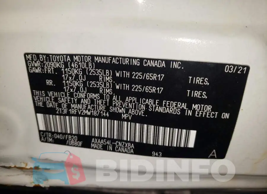 2T3F1RFV2MW187144 Photo# 12