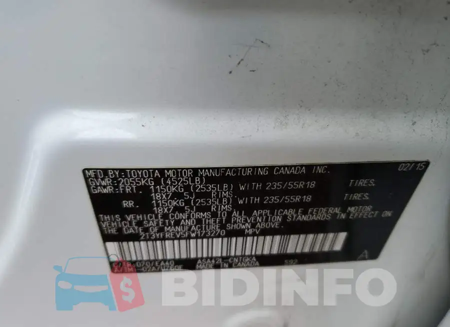 2T3YFREV5FW173270 Photo# 12