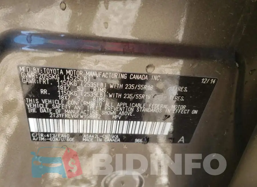 2T3YFREV6FW158972 Photo# 13