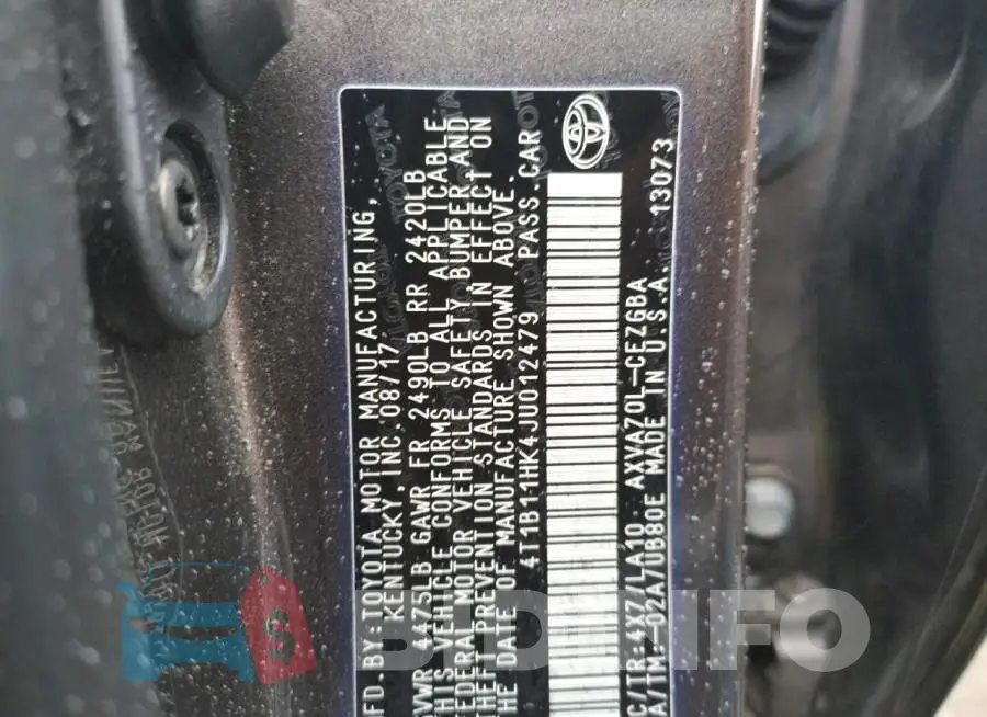 4T1B11HK4JU012479 Photo# 12