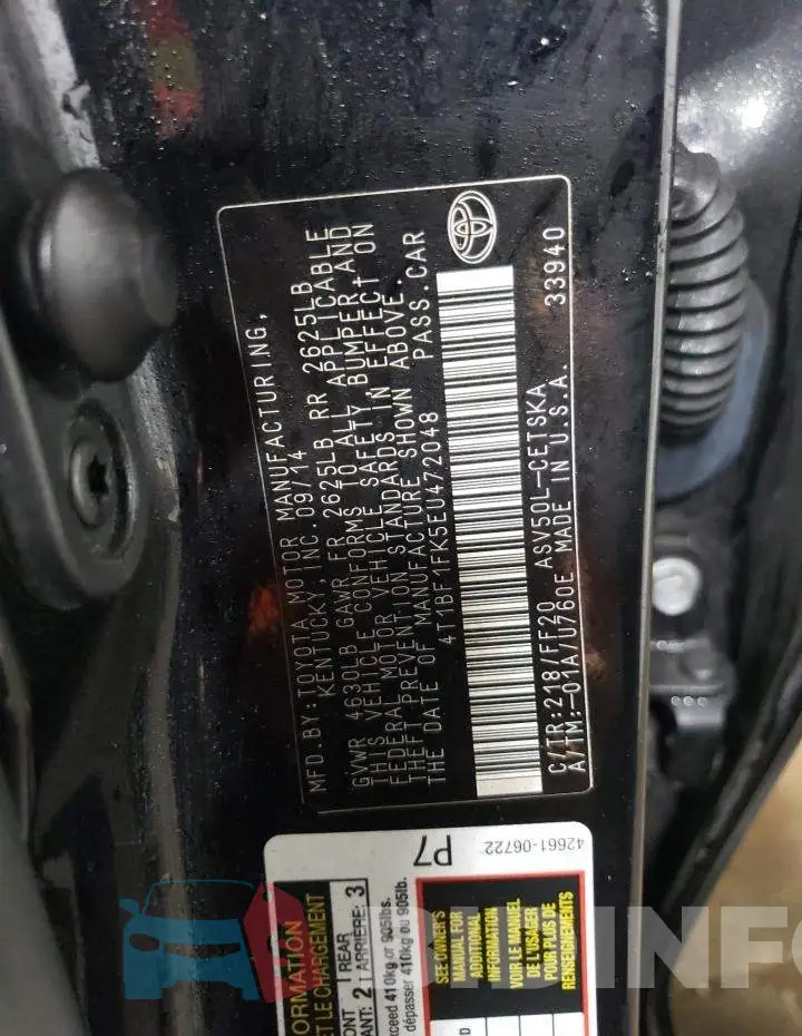 4T1BF1FK5EU472048 Photo# 12