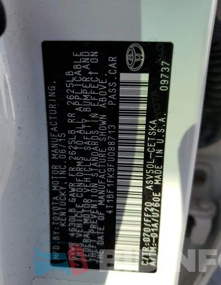 4T1BF1FK9FU088713 Photo# 12
