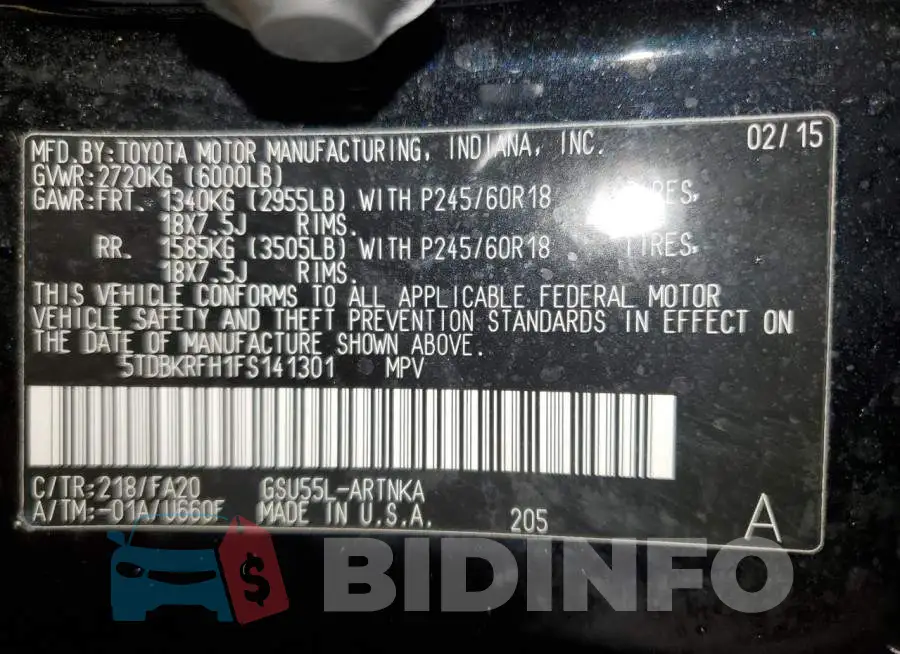 5TDBKRFH1FS141301 Photo# 12