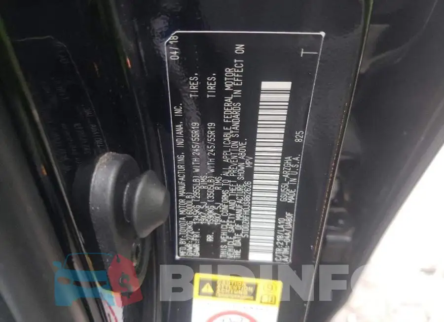 5TDDZRFH0JS862626 Photo# 13