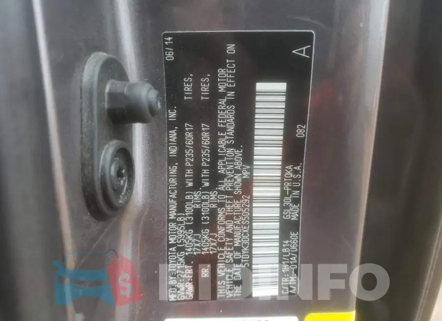 5TDYK3DCXES505292 Photo# 14