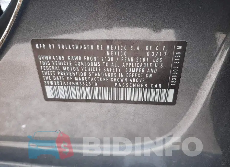3VW2B7AJ4HM352510 Photo# 12