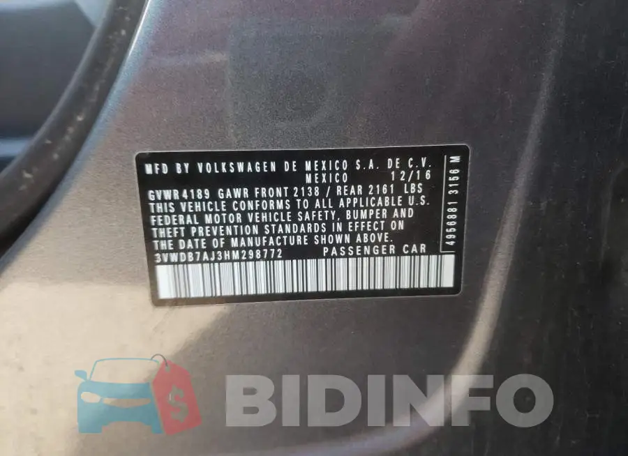 3VWDB7AJ3HM298772 Photo# 12