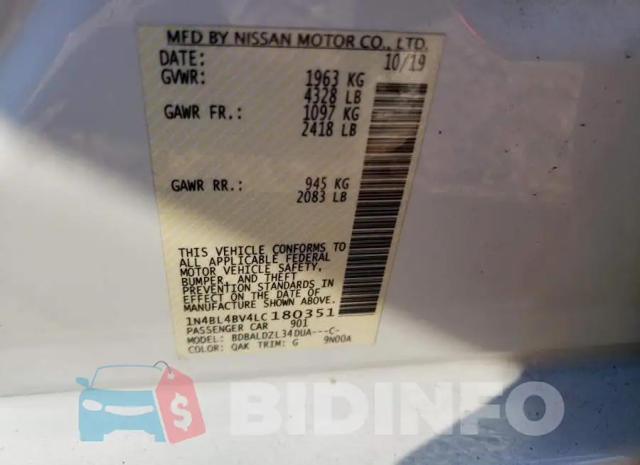 1N4BL4BV4LC180351 Photo# 12