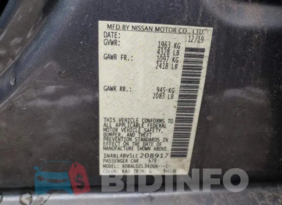 1N4BL4BV5LC208917 Photo# 12