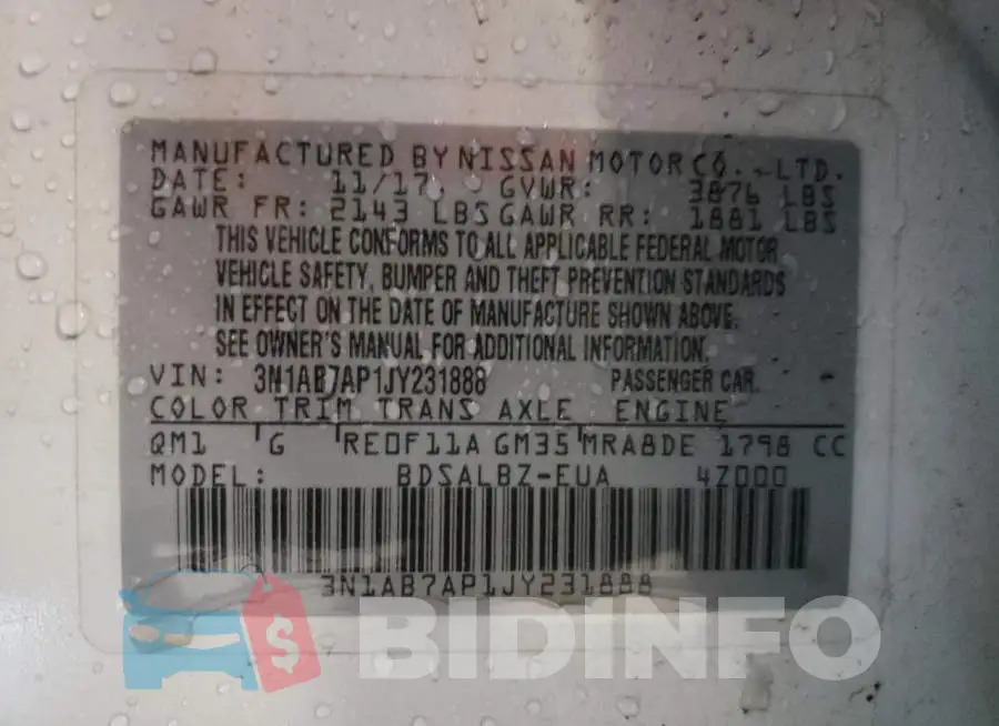 3N1AB7AP1JY231888 Photo# 12