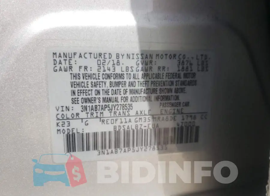 3N1AB7AP5JY278535 Photo# 10