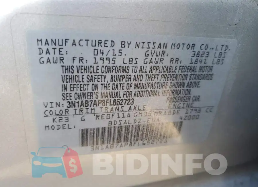 3N1AB7AP8FL652723 Photo# 12