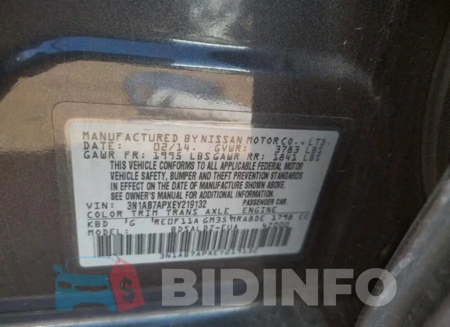3N1AB7APXEY219132 Photo# 12