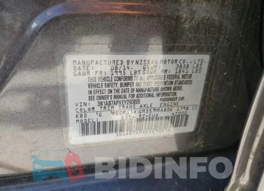 3N1AB7APXEY290895 Photo# 12