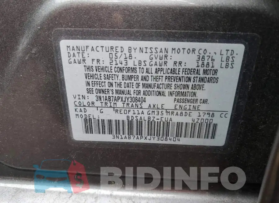 3N1AB7APXJY308404 Photo# 12