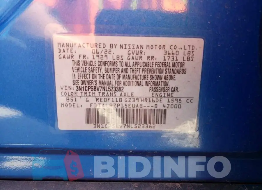 3N1CP5BV7NL523382 Photo# 12