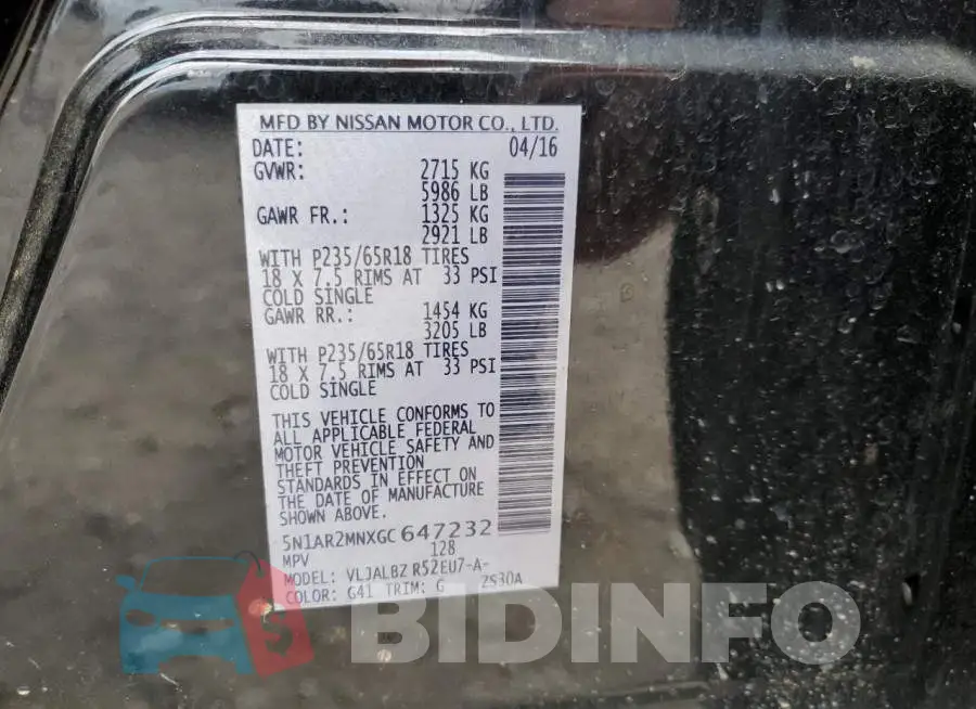 5N1AR2MNXGC647232 Photo# 14