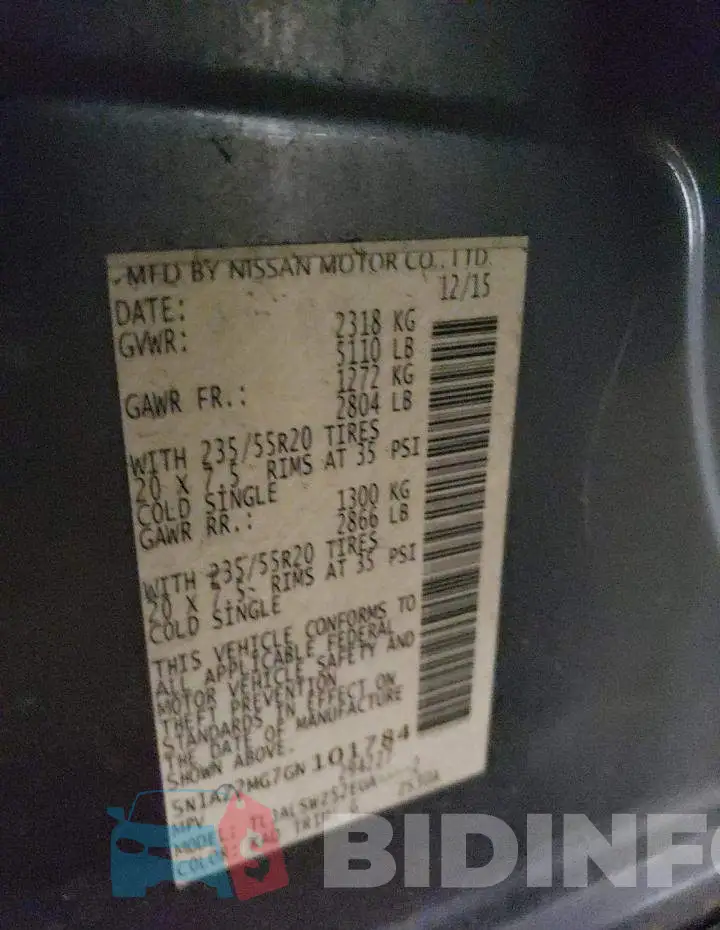 5N1AZ2MG7GN101784 Photo# 14