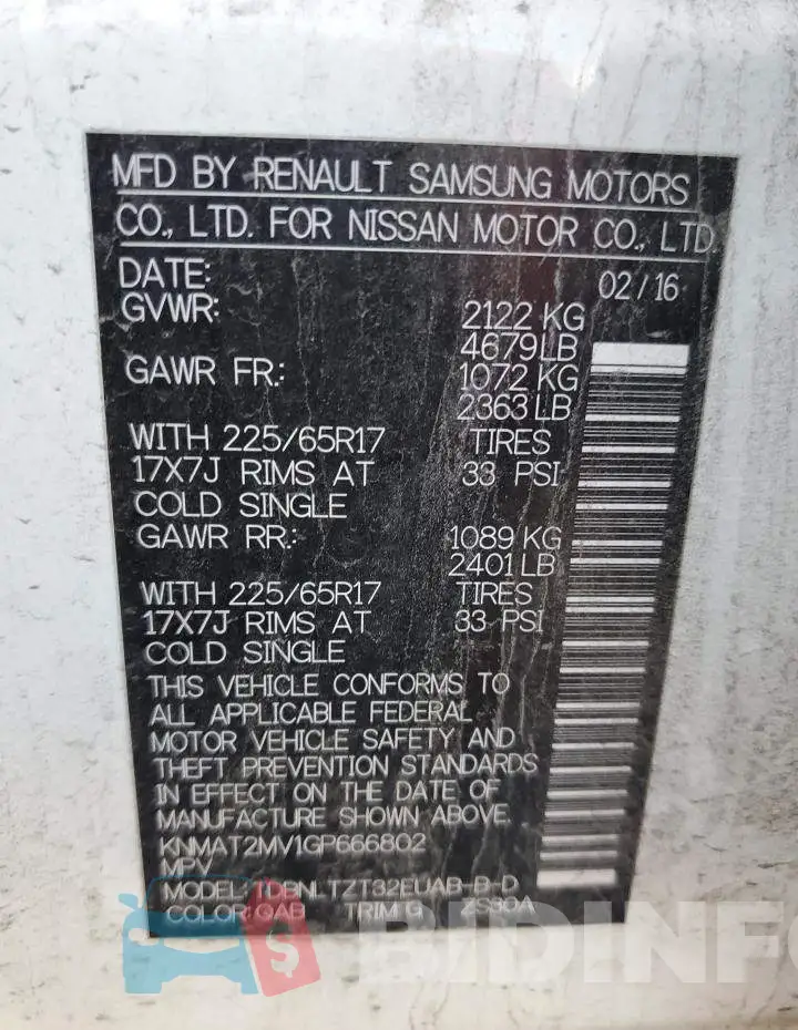 KNMAT2MV1GP666802 Photo# 13