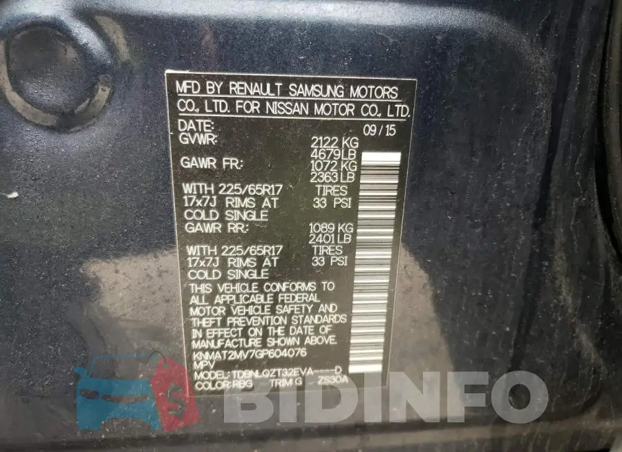 KNMAT2MV7GP604076 Photo# 13
