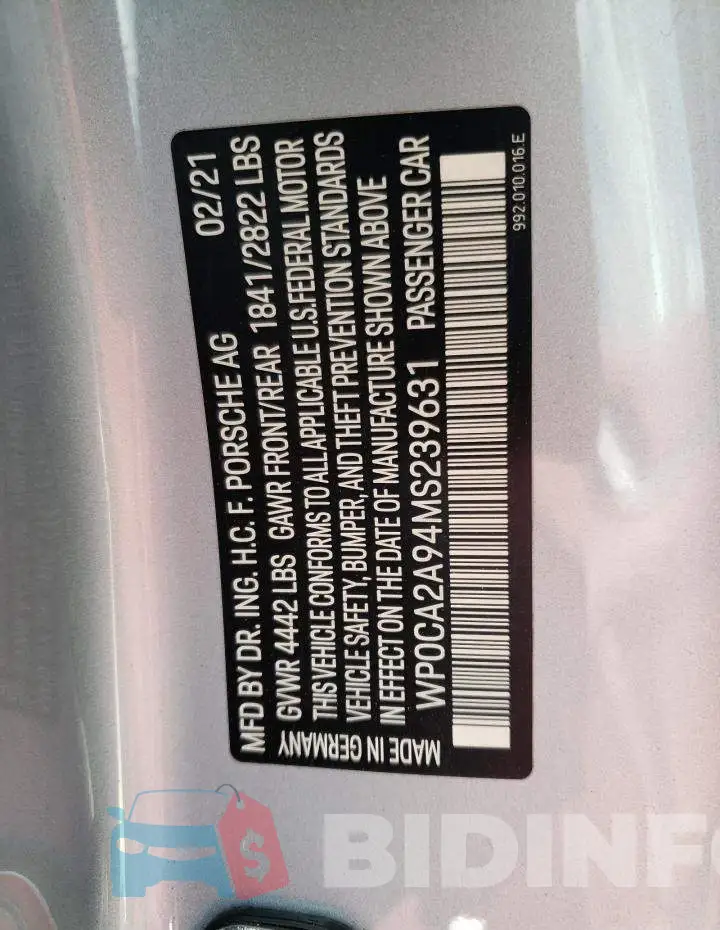 WP0CA2A94MS239631 Photo# 12